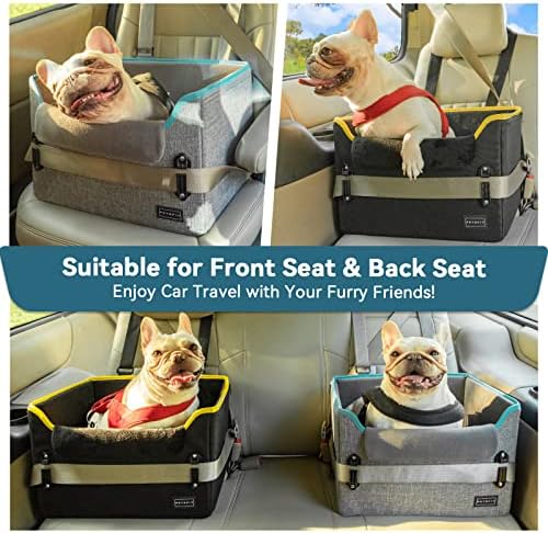 PETSFIT Small Dog Car Seat – Patented Safety Buckles – Safety Tether – Foldable Travel Dog Booster Car Seat Reduces Anxiety & Road Trips – Stable Frame, Soft Cushion, Fits Front/Back Seat - Image 2