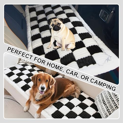 Backseat Pet Bed Mat Non-Slip Dog Car Seat Cover Scratch Chew Resistant Dog Blanket for SUVs, Trucks & Sedans 23" x 51" Easy Clean Comfortable Car Travel Pet Pad, Black and White - Image 6