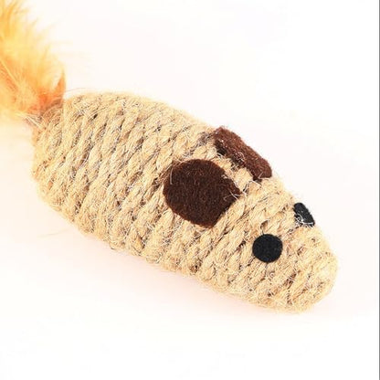 3 Pack Cat Mouse Toys with Feather Tail Rattling Noise Sound Natural Sisal Cat Toys Teeth Cleaning Dental Chew Toys Interactive Cat Mice Toy Mice Cat Toys for Indoor Cats Kittens Puppies - Image 5