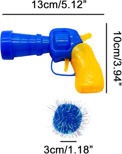 30 Pieces Sparkle Pom Pom Balls with Cat Toy Launcher - Asorted Colors Interactive Glitter Ball for Indoor Play 1.2 Inches Pompoms Thrower Best as Kitten Toys for Excercise and Entertainment.