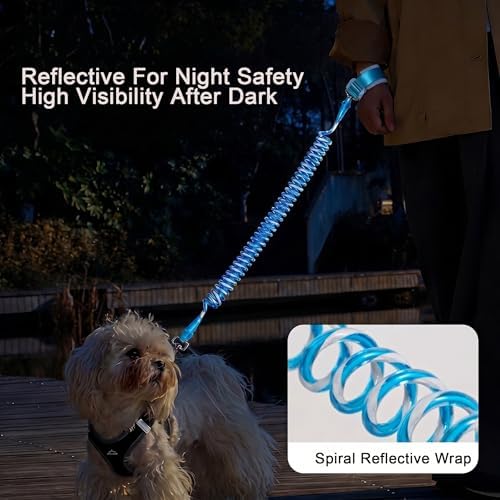 Retractable Dog Leash Hands Free No Tangle Reflective 22lbs Blue - Image 5