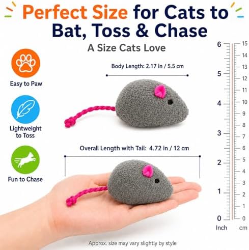 20-Pack Catnip Mouse Toys - Assorted Colors, Plush Mice with Catnip, Interactive Cat Toys for Indoor Kittens & Adults, Durable Cat Teaser Set - Image 4