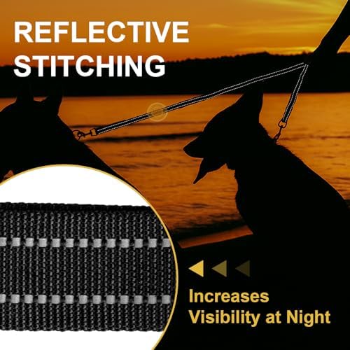MingXpet Double Dog Leash for Two Dogs, No Pull Dog Leash, 360° Swivel No Tangle for Medium Dogs Walking & Training, Shock Absorbing Reflective Bungee, Black - Image 5