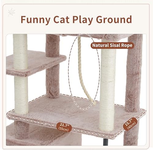 Gitelsnour Cat Tree, Cat Tower with Sturdy Steel Tube, Large Perch GCT024MU - Image 3