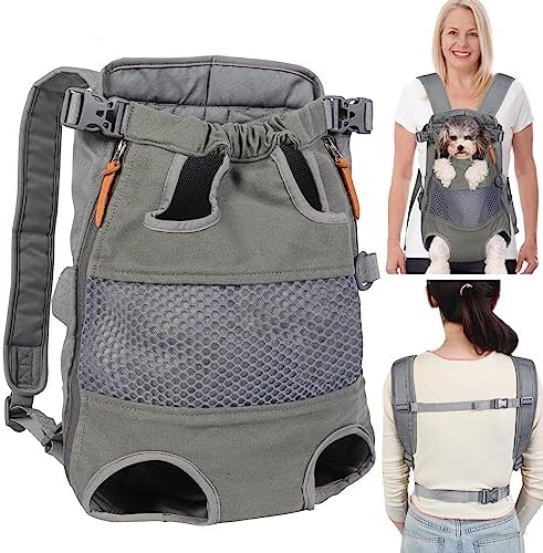 Dog Carrier Backpack - Legs Out Front - Facing Pet Carrier Backpack for Small Medium Large Dogs, Airline Approved Handsa - Canvas Mesh Free Cat Travel Bag by Jranter