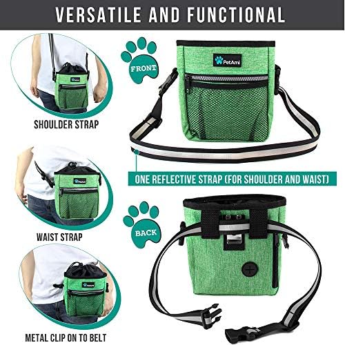 PetAmi Dog Treat Pouch, Pet Treat Pouch for Training, Dog Walking Bag Holder for Kibbles, Pet Food Toy, Dog Trainer Essentials Supplies, Poop Bag Dispenser, 3 Ways to Wear (Green) - Image 4