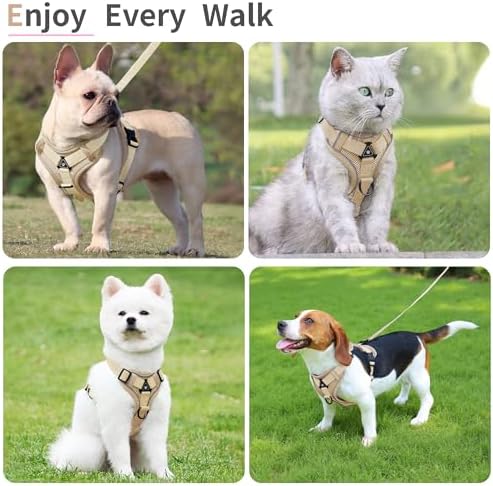 Dog Harness Small Sized Dog Pet Vest with Leash Set Camel S - Image 2