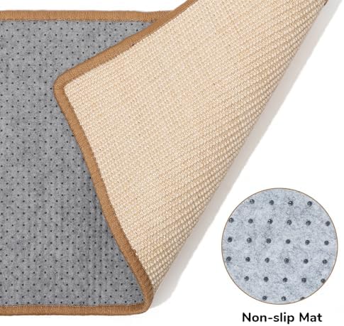 FUKUMARU Cat Scratcher Mat, 23.6 X 15.7 Inch Natural Sisal Cat Scratch Mat - Image 3