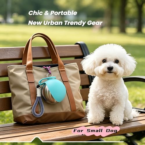 2-in-1 Dog Water Bottle - Portable Pet Travel Flask with Bowl -Blue - Image 3