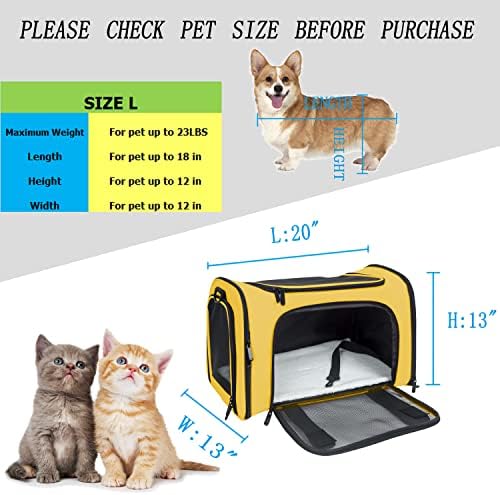 Soft Sided Carrier for Small Medium Cats Dogs,Removable Pad Collapsible Travel Pet Carrier Large Yellow - Image 4
