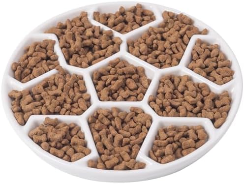 Ceramic Cat Slow Feeder,Shallow and Wide Opening Dish for Whisker Friendly by SLSON