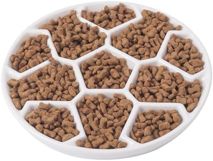 Ceramic Cat Slow Feeder,Shallow and Wide Opening Dish for Whisker Friendly by SLSON