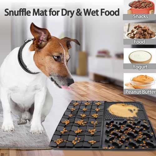 Silicone Snuffle Mat for Dog,Slow Feeder Lick Mat with Suction Cups for Slow Eating,Encourages Natural Foraging Skill,Relieving Stress,Pet Sniffing Mat for Small/Medium/Large Dog Cat (Black) - Image 3
