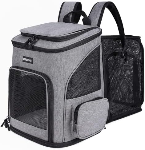 HALOVIE Pet Carrier Backpack Expandable for Cats Dogs Under 18 LB, Breathable Mesh Cat Backpack Carrier Bag, Foldable Dog Backpack Carrier for Small Dogs Rabbits Puppies by HALOVIE