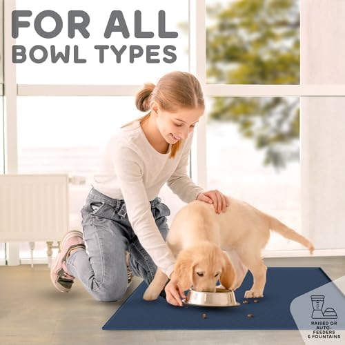 Dog Food Mat - Raised Edges Dogs Mat for Food and Water Prevent Spill, Waterproof Cat Food Mats Protect Floors, Easy Clean Dog Bowl Mats for Food and Water, Silicone Pet Food Tray - Image 6