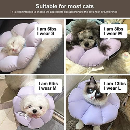 Cat Cone Collar,Cute Waterproof Cat Recovery Collar,Anti-Bite Lick Wound Healing Safety Elizabethan e Collar for Cats,Purple Flower All-Season Style… - Image 6