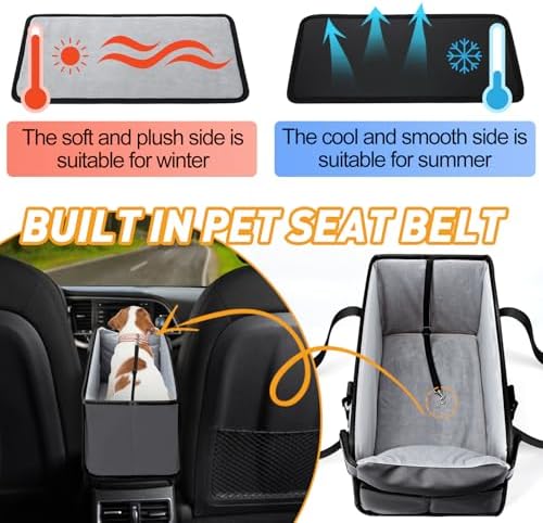 Portable Dog Car Seat for Small Dogs, Puppy Car Seat, Grey - Image 6