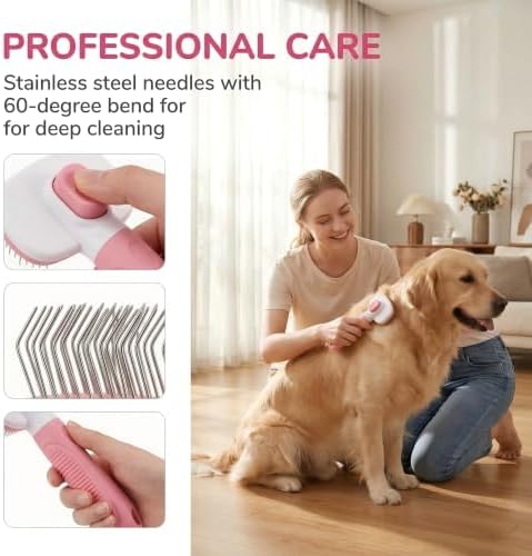 Cat Brushes for Indoor Cats, Dog Cat Bunny Pet Grooming Shedding Brush，Soft Silicone Self Cleaning Brushes for Pets with Long or Short Hair - Image 7