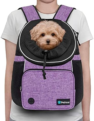 PetAmi Adjustable Cat & Dog Chest Carrier Backpack, Ventilated for Hiking & Camping, Max 10 lbs, Purple - Image 3