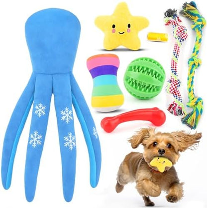 LOYEE 8 Pack Puppy Toysfor Small Dogs, Luxury Dog Chew Toys with Squeaky Plush Toys, Rope Toys and Ball, Teething Toys for Puppy Supplies by LOYEE