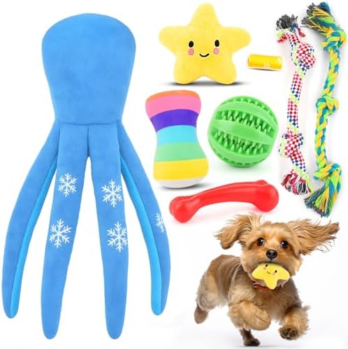 LOYEE 8 Pack Puppy Toysfor Small Dogs, Luxury Dog Chew Toys with Squeaky Plush Toys, Rope Toys and Ball, Teething Toys for Puppy Supplies by LOYEE