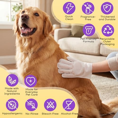 Pet Glove Wipes Set for Dogs & Cats, 20 Wipes and 5 Drying Towels - Image 2