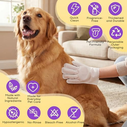 Pet Glove Wipes Set for Dogs & Cats, 20 Wipes and 5 Drying Towels - Image 2