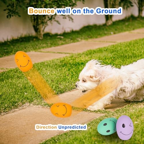 Dog Squeaky Toy, Latex Bouncy Egg Balls Squeaker for Small Dogs, Puppy Durable Rubber Squeak Balls for Teddy Interactive Fetch Play (6 PCS)… - Image 5