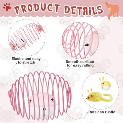 Jecery 5 Pcs Cat Toys Spring,Mouse and Bell,Multicolor - Image 3