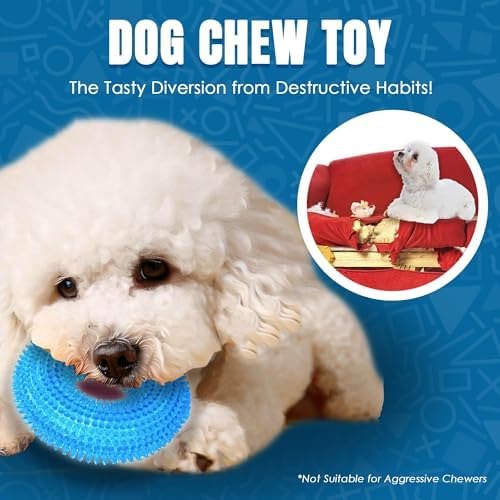 JOR Dog Oral Nub Squeaky Ring, Relief & Comfort for Teething Puppies, Floating Fetch Ring, Creates Slow Bowl for Fast Eaters, Round Rubber Ring Won’t Dent Floors, Puppy Essentials, Crystal Blue - Image 4