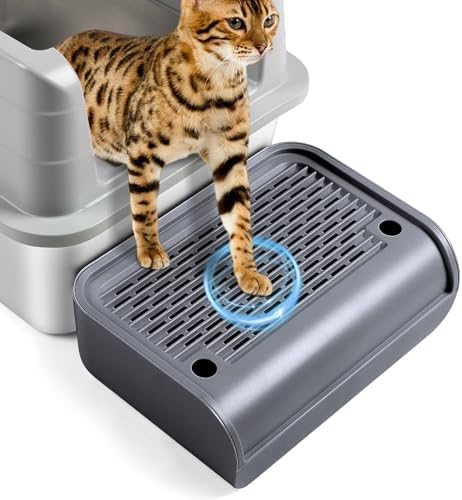 Cat Step for Litter Box, Litter Box Ramp with Filter Function, Dark Grey by Bartuke