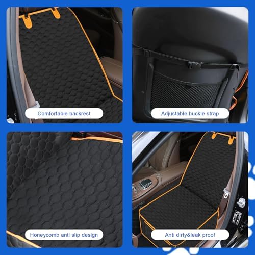 Dog Front Seat Cover for Car,Pet Front Car Seat Cover,Scratch-Proof Pet Seat Cover for Car,Trucks,SUV,Front Seat Dog Cover（Black，45"X 21"，1pack） - Image 4