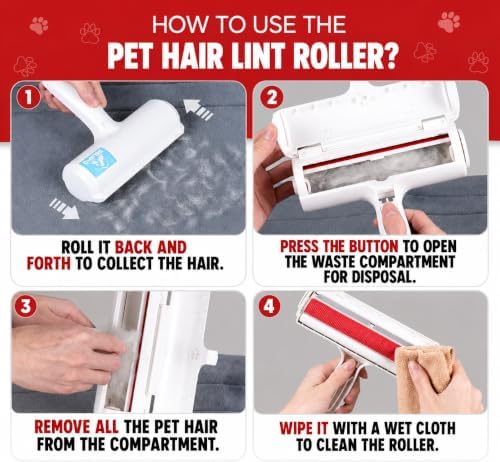 Pet Hair Remover Roller for Dogs and Cats, Reusable Self-Cleaning Lint Roller for Furniture, Couch, Carpet, Bedding and Clothing, No Refills or Batteries Required - Image 3