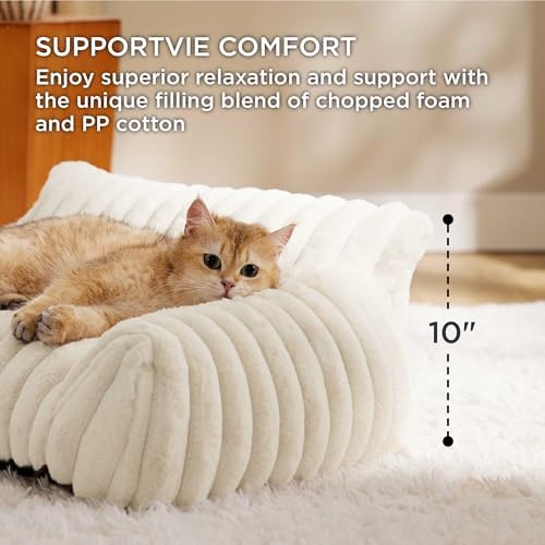 Bedsure ComfyFleece™ Shown on TV Fluffy Cute Dog Couch for Pets,30in Cream - Image 3