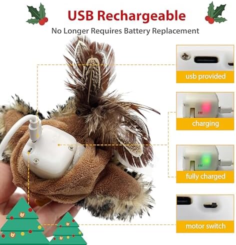 Gigwi Flapping Bird Cat Toy, Hangable Flying Bird Cat Toys for Indoor Cats, Interactive Motion Activated Chirping Cat Toy, Automatic Beating Wings with Catnip - Image 5