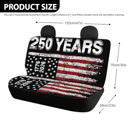 AFPANQZ 1776-2026 Years Print Car Accessories for Women 2 Pcs Back Seat Cushion, Split Bench Covers Universal Rear Seat Protector for SUV Trucks Sedan - Image 7