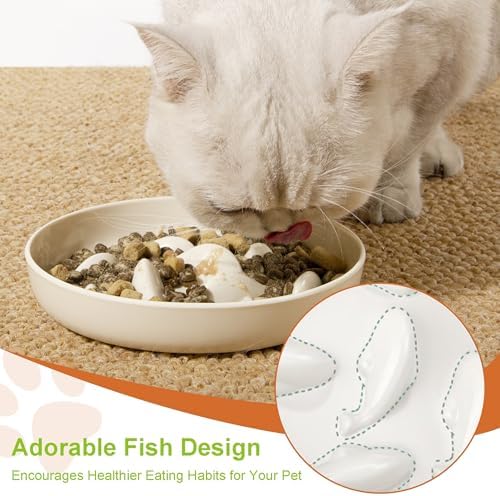 Slow Feeder Bowl for Cats and Small Dogs,Cilkus Fish Pool Design, Fun Interactive Bloat Stop Puzzle Feeder Bowl Healthy Eating Diet Made of Melamine Food Grade Material - Image 4