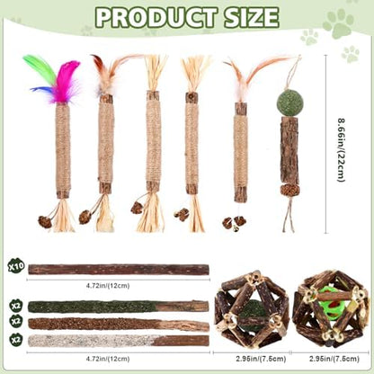 WOUSEDO 24 Pack Catnip Chew Toys with Silvervine Sticks for Cats - Image 6