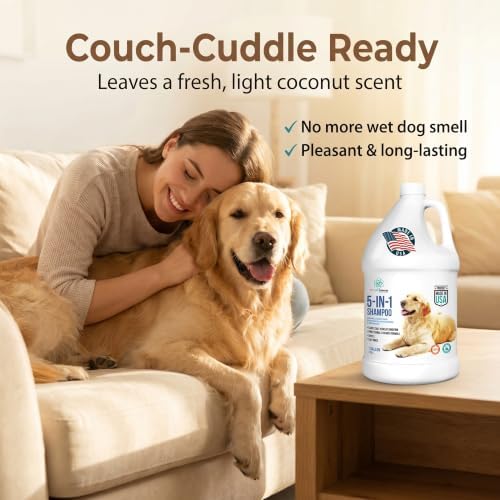 1 Gallon 5 in 1 Dog Shampoo and Conditioners for Cleans, Conditions, Moisturizes, Deodorizes, Detangles | Itchy Skin and Sensitive Skin Dog Shampoo for Smelly Dogs - Made in the USA - Image 6
