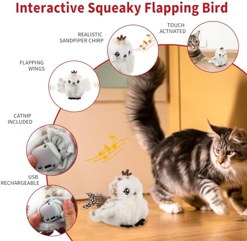 Gigwi Flappy Bird Cat Toy, USB-Charged Squeaky Catnip Toy for Indoor Cats - Image 2