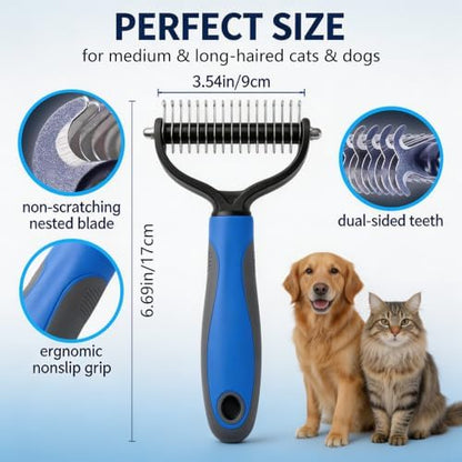 Deshedding Dog Brush for Shedding & Cat Undercoat Rake Pet Grooming Indoor - Image 2
