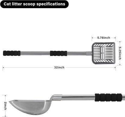 Cat Litter Scoop,Metal Long Handle Kitty Litter Coop Scooper,Heavy Duty Cats Pooper for Litter Box Pet Poop Shovel,Chicken Poop Scooper 32inch