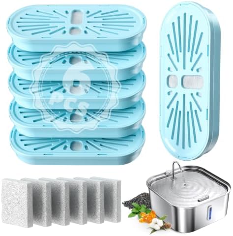 Large Dog Water Fountain 14L/3.7Gal, Stainless Steel Pet Fountain for Large Dogs and Multi-Pets, with Window & Extra Wide Drinking Area, Square Design Enlarges Capacity & Saves Space (6 Newly Filters) by MAILOFY