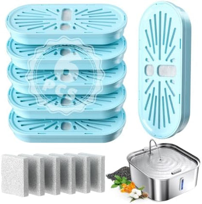 Large Dog Water Fountain 14L/3.7Gal, Stainless Steel Pet Fountain for Large Dogs and Multi-Pets, with Window & Extra Wide Drinking Area, Square Design Enlarges Capacity & Saves Space (6 Newly Filters) by MAILOFY