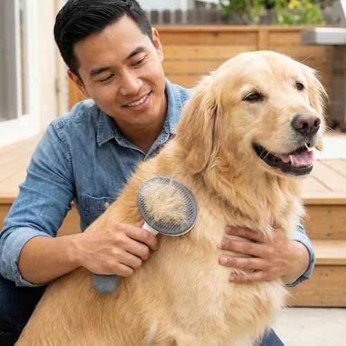 Cat Brush for Shedding for Indoor Cats & Dog Brush for Shedding - Perfect for Long & Short Haired Pets,Pet Brush for Dogs and Cats - Deshedding & Grooming Tool (Blue) - Image 4