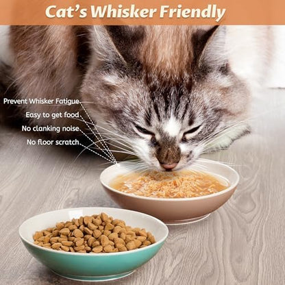 Cat Bowls, Ceramic Cat Food Bowl Set with White Silicone Ring for Non Slip, Cute Cats Dishes or Plates for Feeding Indoor Cats, Kitten, Small Dogs (Multicolored 4 Pack-Cute Pet, 5.5 Inches) - Image 5