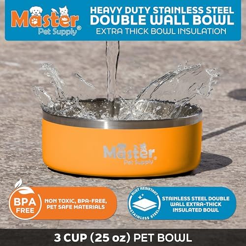 Master Pet Supply Stainless Steel Dog Bowls 25 oz Heavy Duty Mango Tango - Image 3