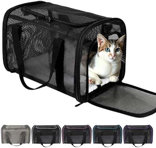 Dog Carrier Pet Carrier for Small Medium Cats Dogs Puppies up to 16 Lbs, TSA Airline Approved, Soft Sided, Collapsible Cat Bag Carrrier (Black, 17 * 11 * 11) - Image 2