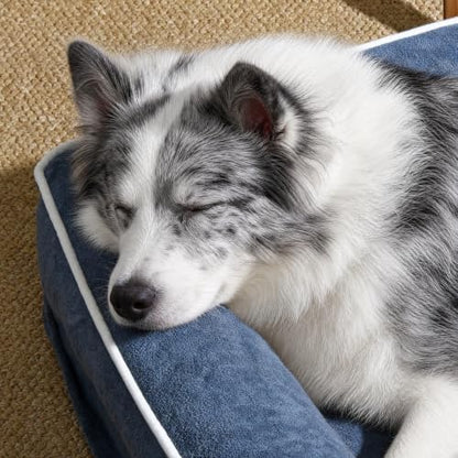 Orthopedic Dog Bed with Pillow L-Shape Dog Sofa for Large Medium Dogs, Dogs Couch with Removable Washable Cover, Pet Bed with Nonskid Bottom(Blue, Medium(30x20in)) - Image 2