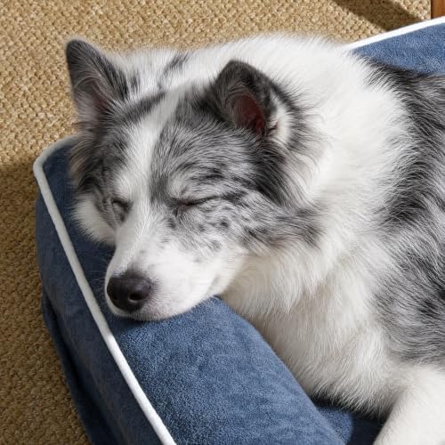 Orthopedic Dog Bed with Pillow L-Shape Dog Sofa for Large Medium Dogs, Dogs Couch with Removable Washable Cover, Pet Bed with Nonskid Bottom(Blue, XX-Large(48x35in)) - Image 2
